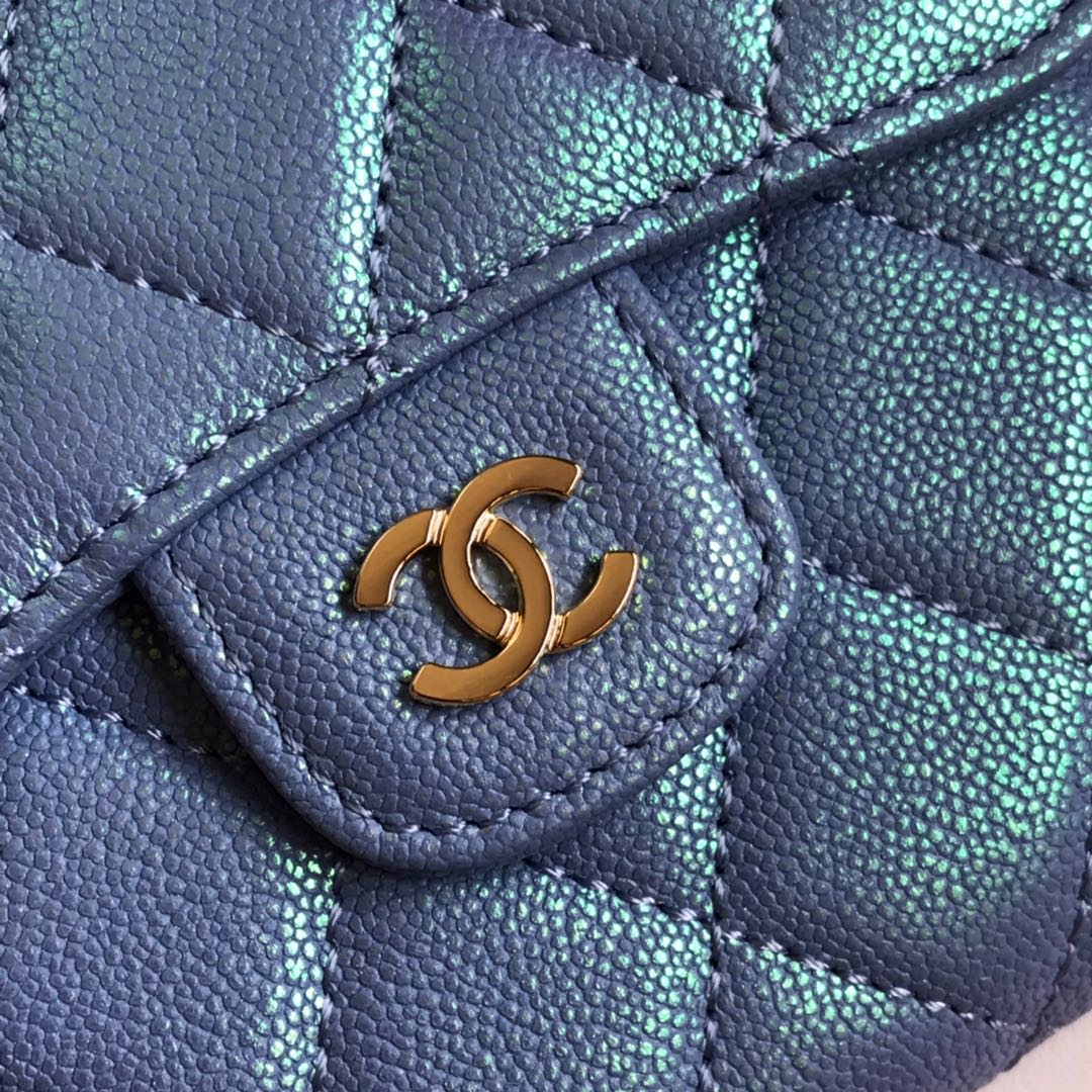 CCフラップカードホルダー 11.5 スカイグレインカーフスキン ゴールドアイコン