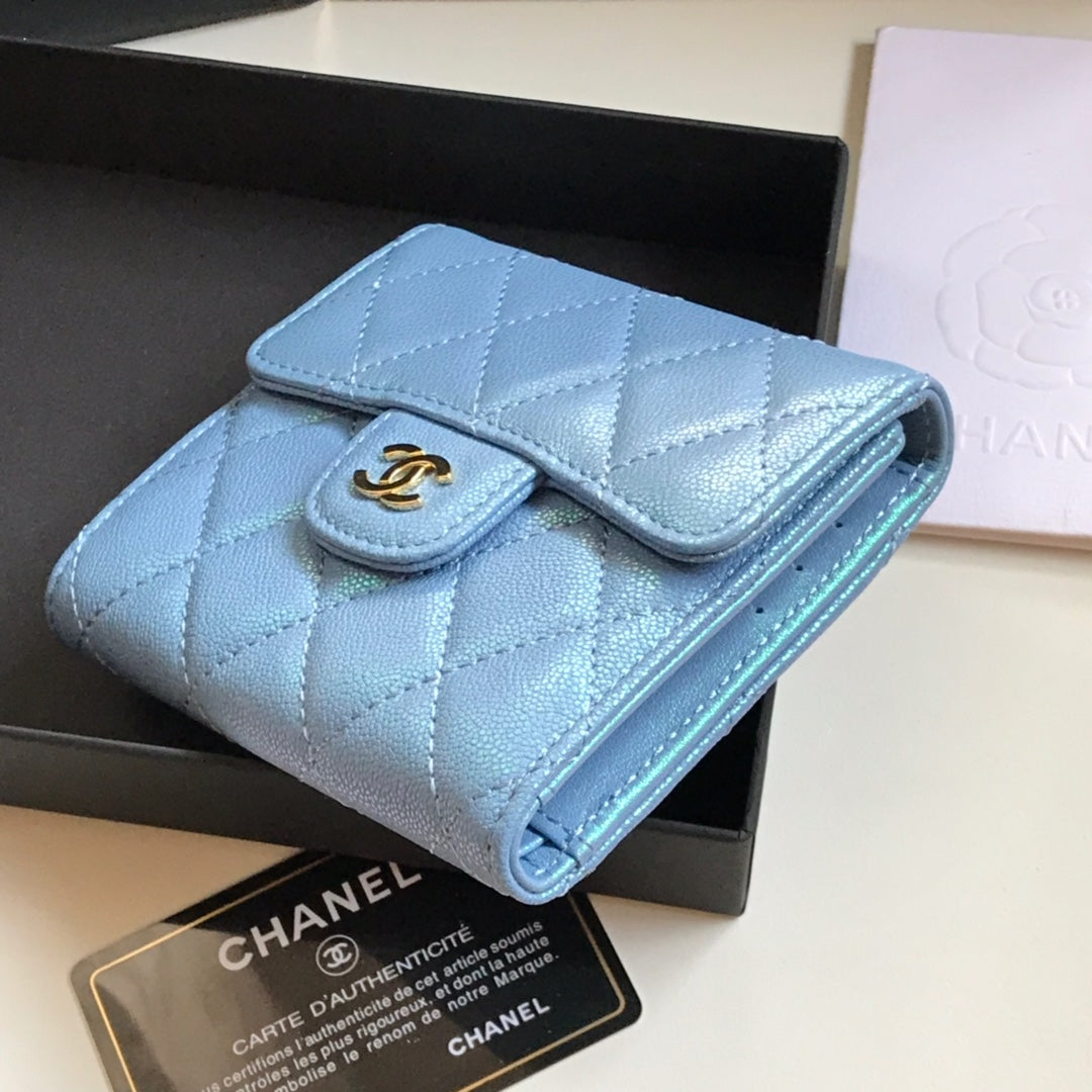 CCフラップカードホルダー 11.5 スカイグレインカーフスキン ゴールドアイコン