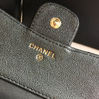 CCフラップカードホルダー 11.5 ブラック グレインカーフスキン ゴールドアイコン