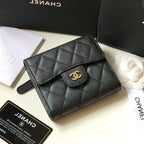 CCフラップカードホルダー 11.5 ブラック グレインカーフスキン ゴールドアイコン