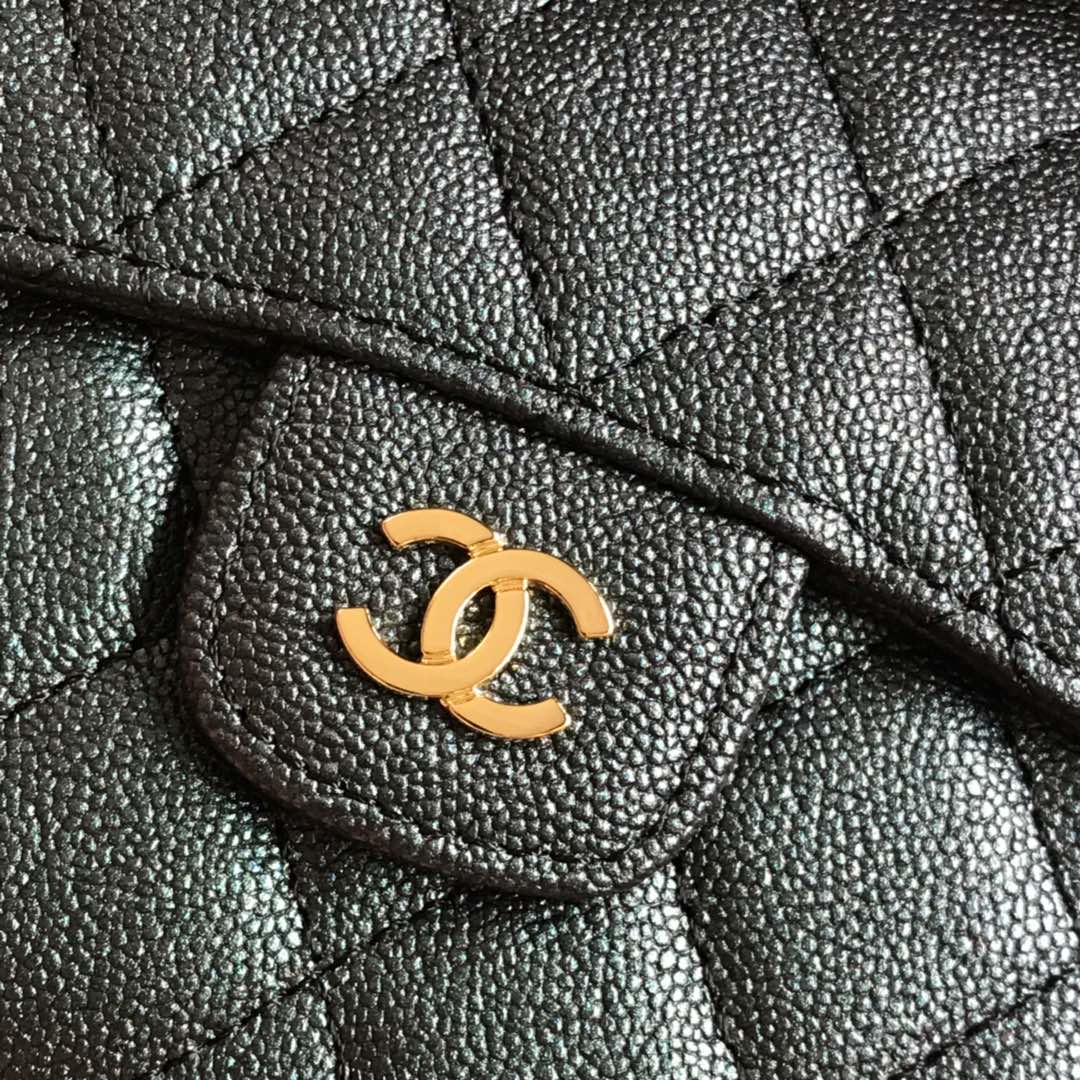 CCフラップカードホルダー 11.5 ブラック グレインカーフスキン ゴールドアイコン