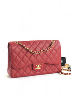 FLAP BAG JUMBO 30CM RED CAVIAR GOLD HARDWARE