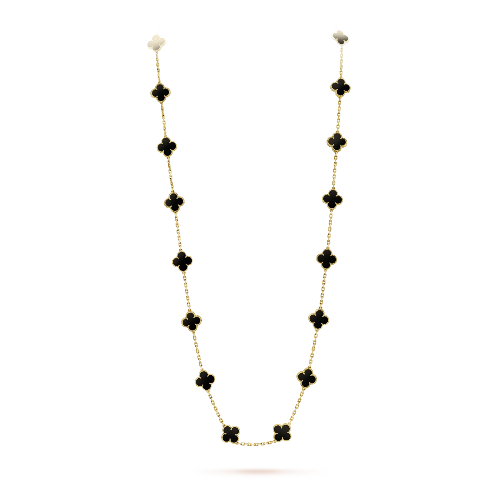 [⭐JeweliWhal]クローバー 20モチーフ オニキスネックレス