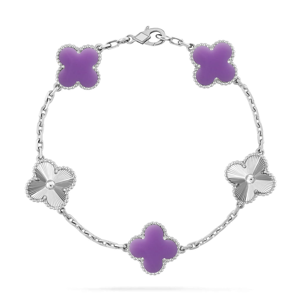 [⭐JeweliWhal]CLOVER 5 MOTIF LIGHT PURPLE BRACELET COLLECTION