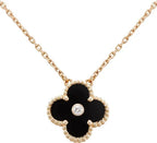 [⭐JeweliWhal]CLOVER 15MM DIAMOND ONYX NECKLACE