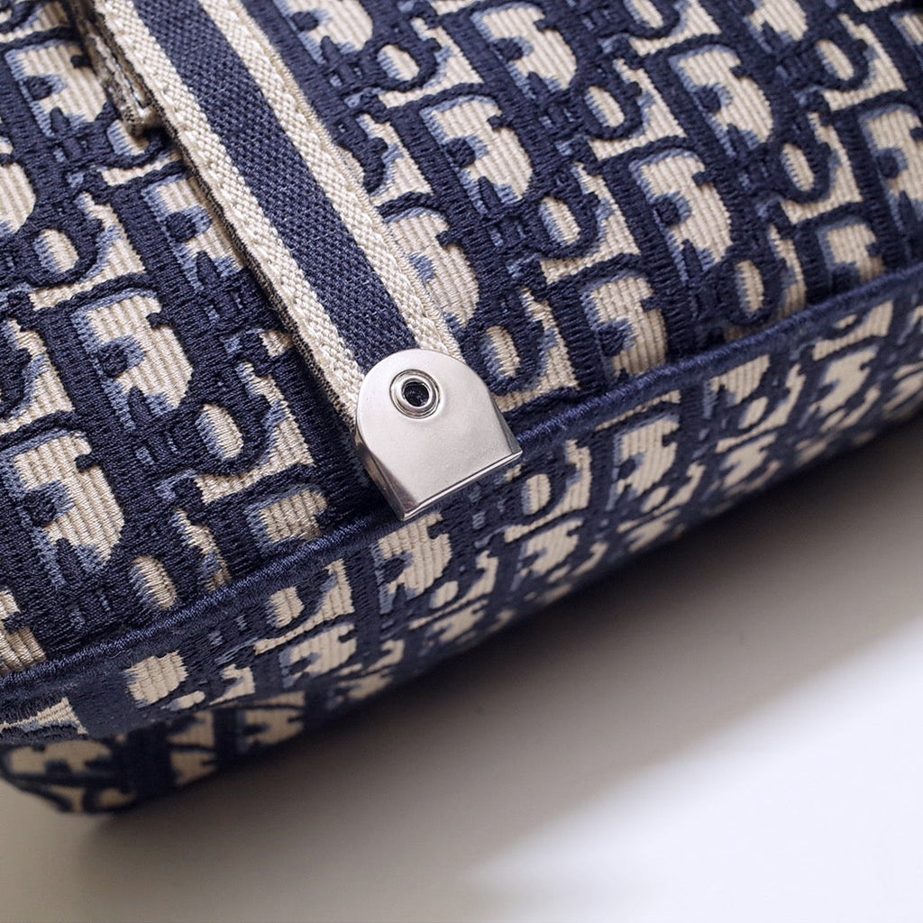 キャンプ ダブルバックルバッグ 28インチ ネイビーブルー モノグラム オブリーク ジャカード