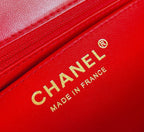 MINI RECTANGLE FLAP BAG 20CM RED PATENT CALFSKIN GOLD HARDWARE