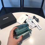 CC ジップ付きコイン ベーシックパース 11 ティール カーフスキン ゴールドアイコン