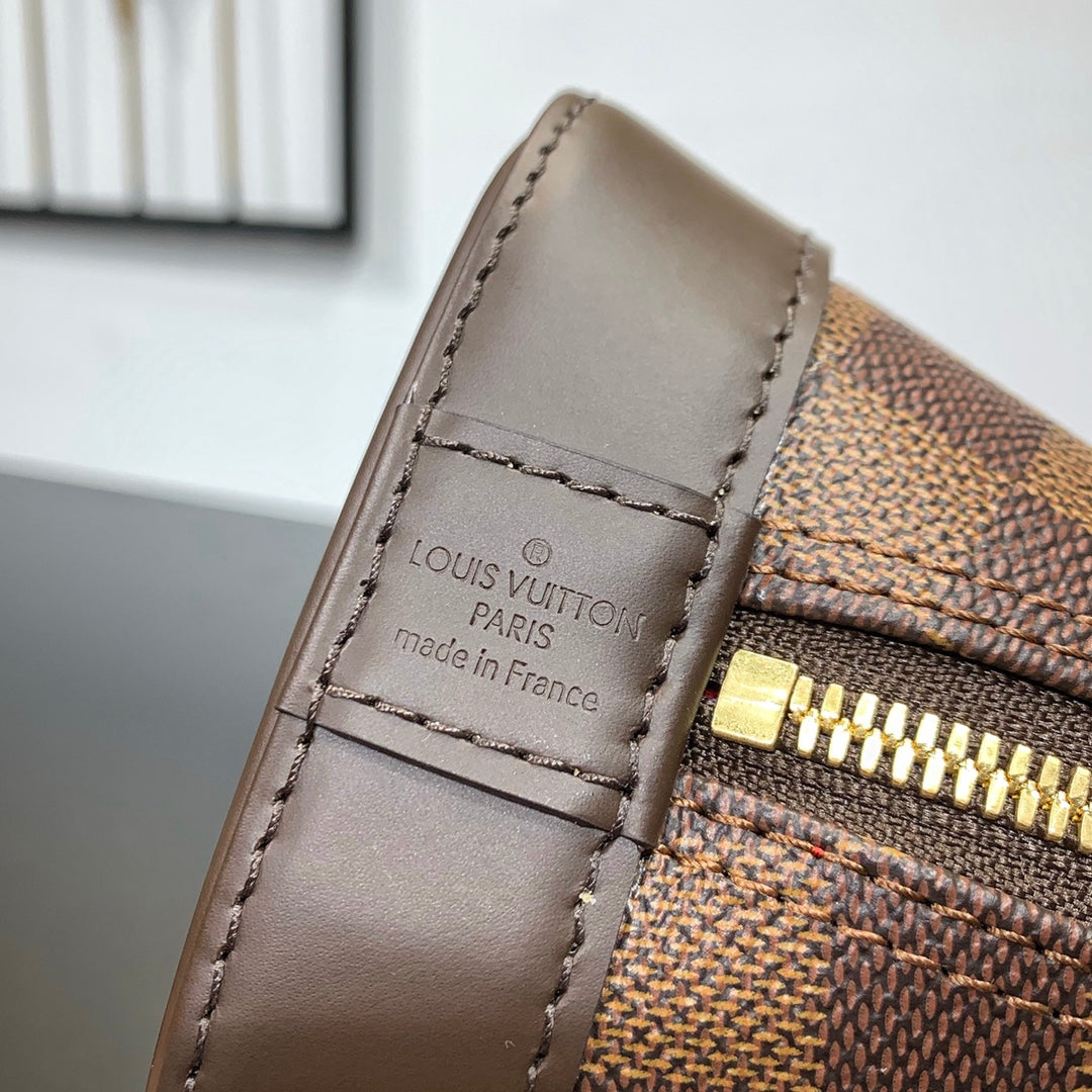 ブレイデッド アルマ BB 23 ブラウン ダミエ エベヌ キャンバス ゴールド バックル