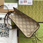 GG パドロック ミディアム 26 ショルダーバッグ ベージュ キャンバス＆ブラウン カーフスキン