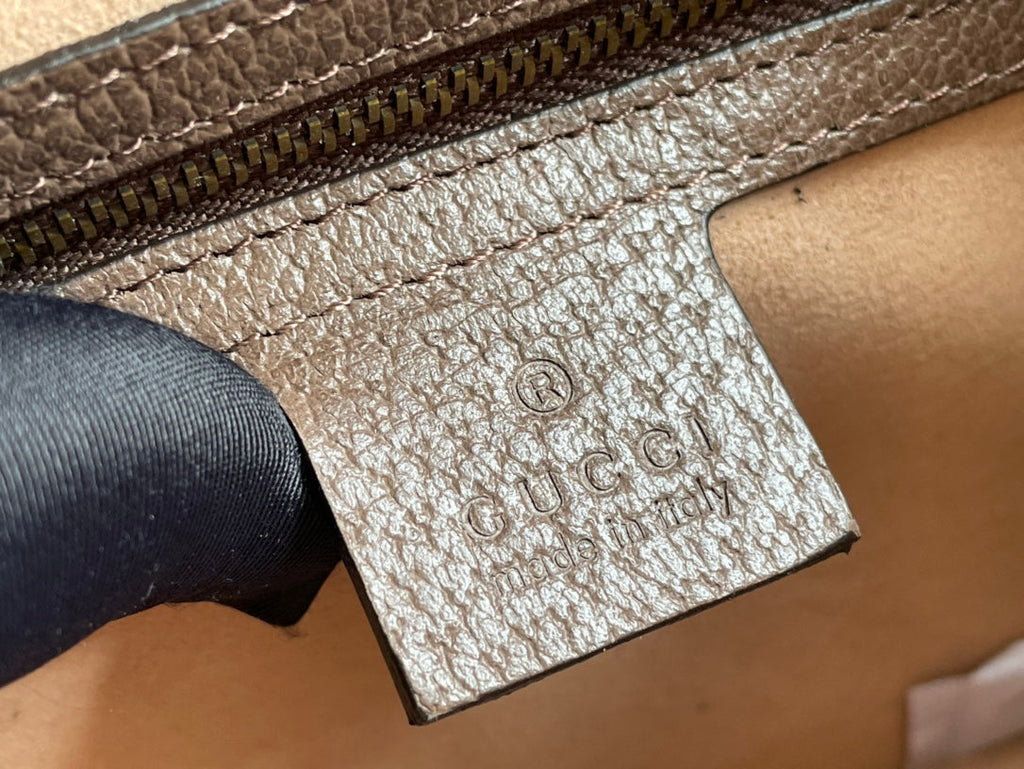 GGミニ25ハンドバッグ（ベージュキャンバスとブラウンカーフスキン）