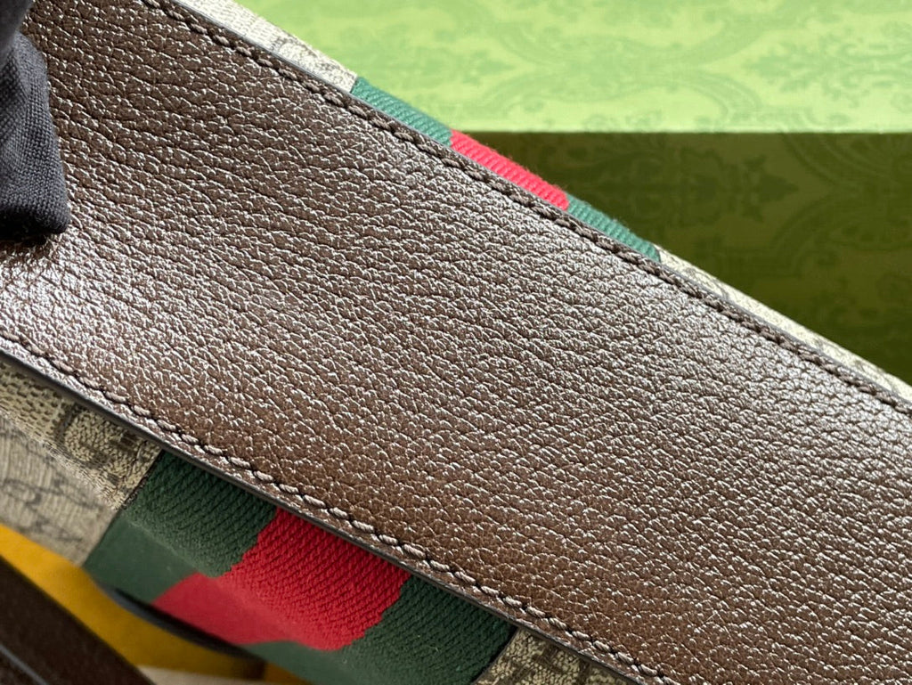 OPHIDIA GG MEDIUM 23 SHOULDER BAG BEIGE AND EBONY SUPREME CANVAS