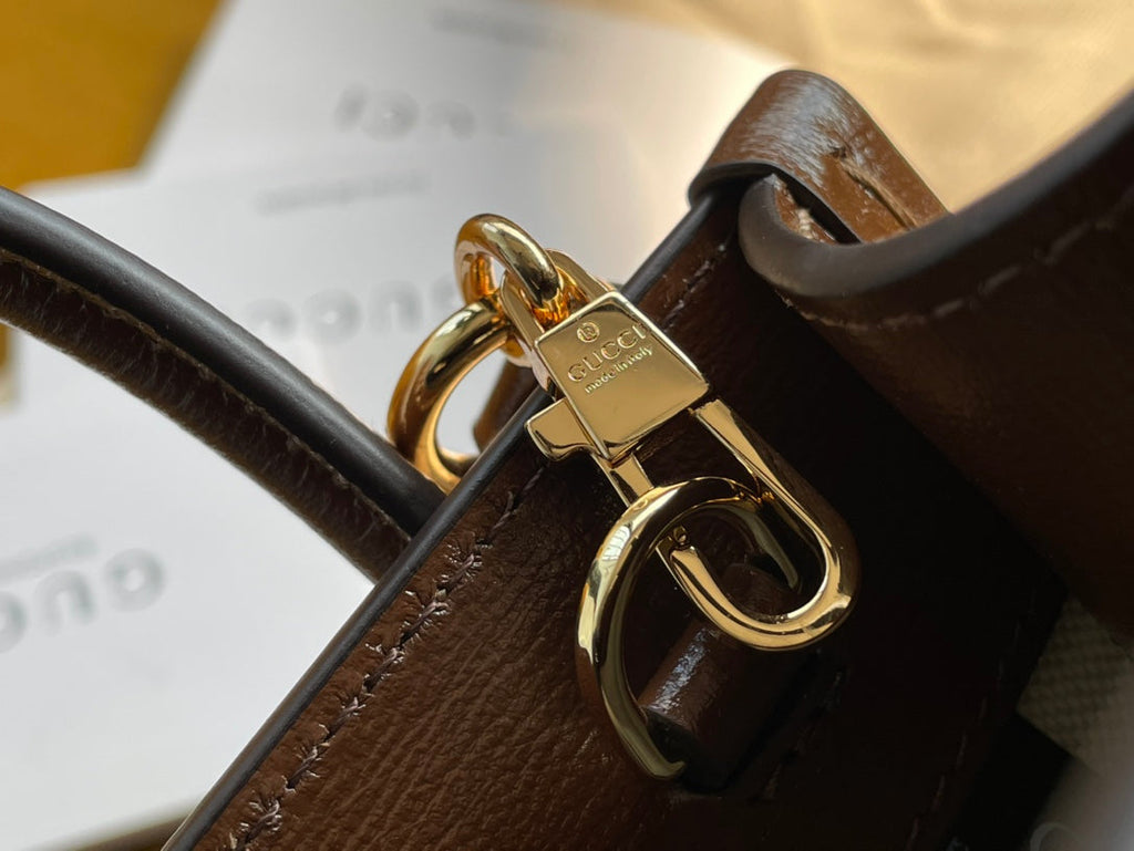 ベージュキャンバスとブラウンカーフスキンのミニトート20バッグ