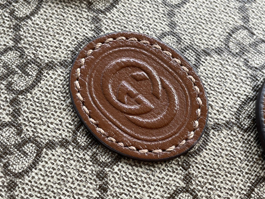 ベージュキャンバスとブラウンカーフスキンのミニトート20バッグ