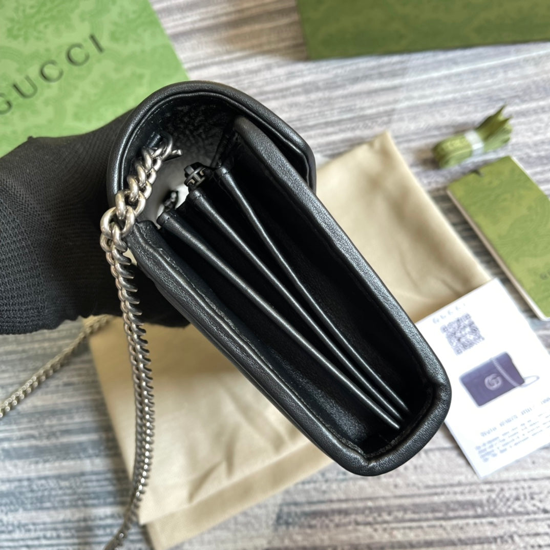 GGマーモント ミニ 20 ショルダーバッグ（ブラックカーフスキン）