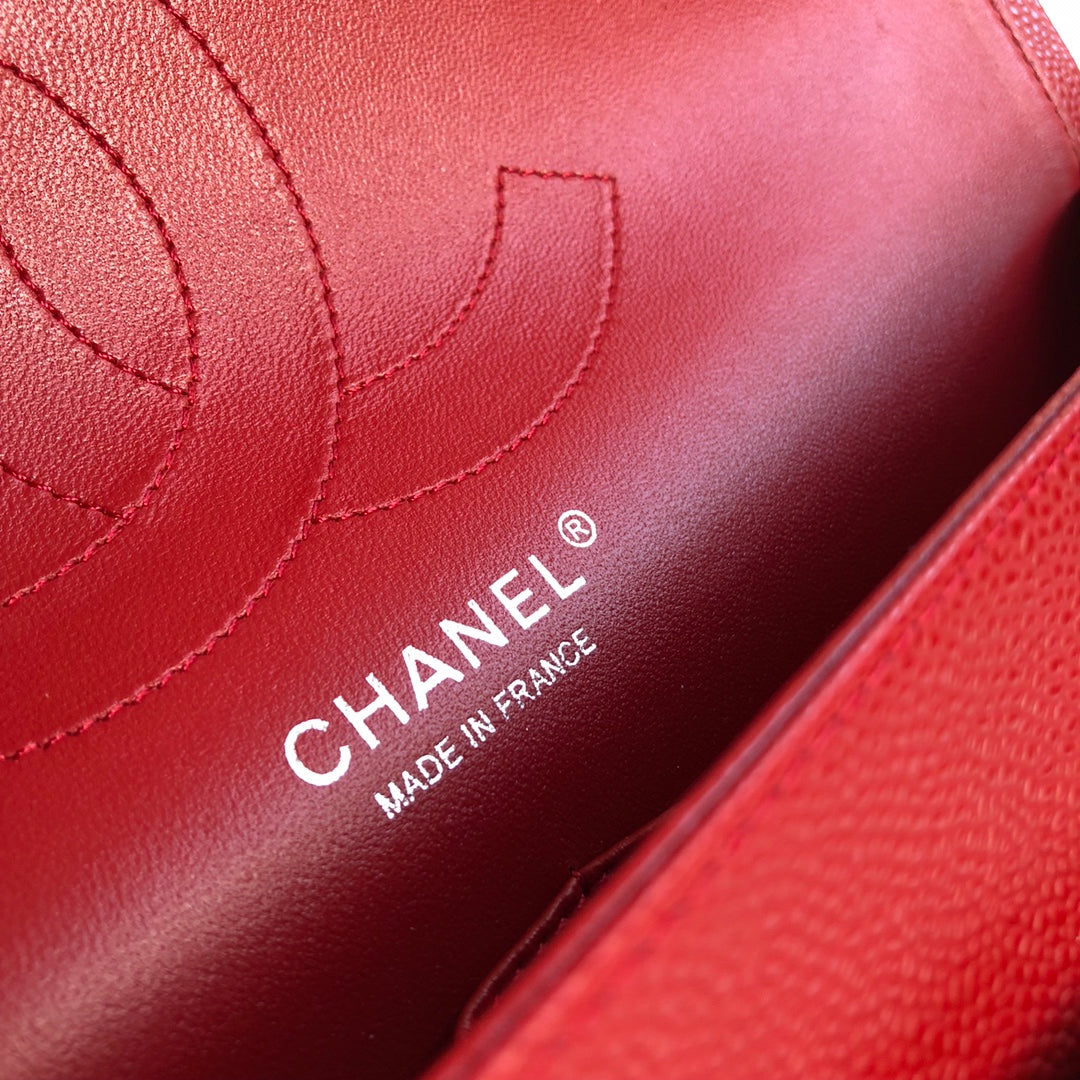 FLAP BAG JUMBO 30CM RED CAVIAR SILVER HARDWARE