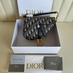 CDサドルバッグストラップ ストラップ付き 19cm ブルー オービック刺繍