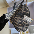 CDサドルバッグストラップ ストラップ付き 19cm ブルー オービック刺繍