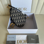 CDサドルバッグストラップ ストラップ付き 19cm ブルー オービック刺繍