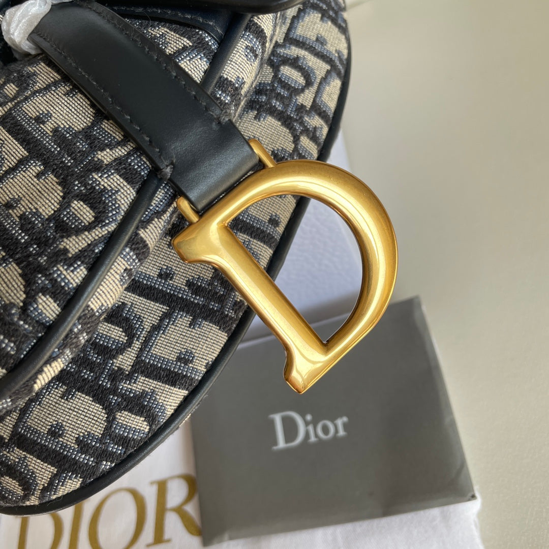 CDサドルバッグストラップ ストラップ付き 19cm ブルー オービック刺繍