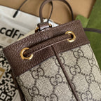 オフィディア ミニ バケットバッグ 18 ウェブ付き ベージュエボニーキャンバス ミックスブラウンカーフスキン