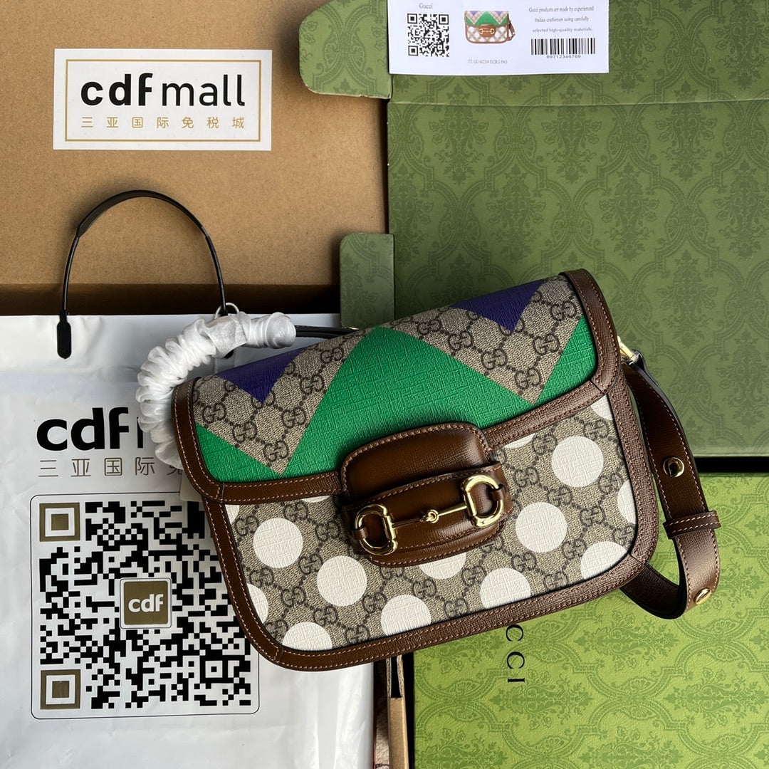 ホースビット 1955 サドルバッグ 25インチ カラフルキャンバスとブラウンレザートリム ゴールドハードウェア