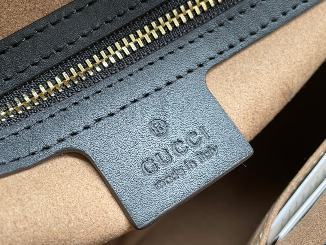 GG パドロック ラージ 35 ショルダーバッグ ベージュ キャンバス＆ブラック カーフスキン