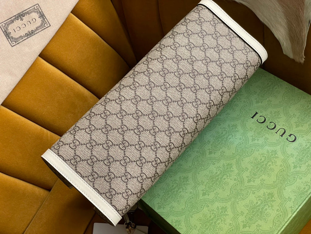 GG パドロック ラージ 35 ショルダーバッグ ベージュ キャンバス＆ホワイト カーフスキン