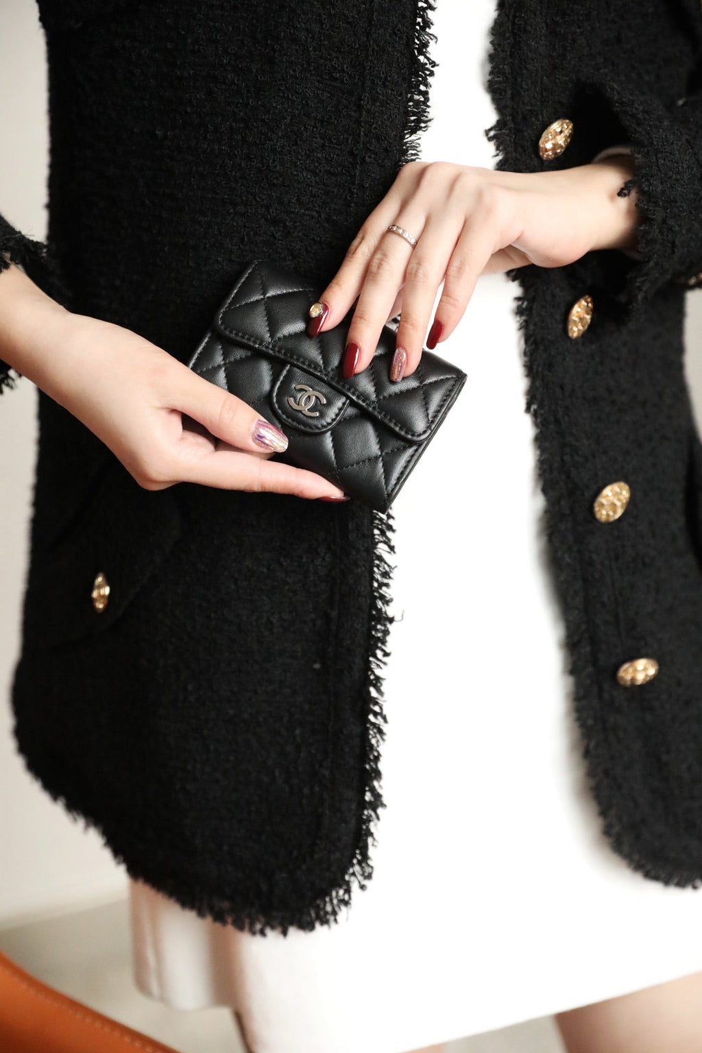 CC フラップ カードホルダー 11.3 ブラック カーフスキン シルバー アイコン