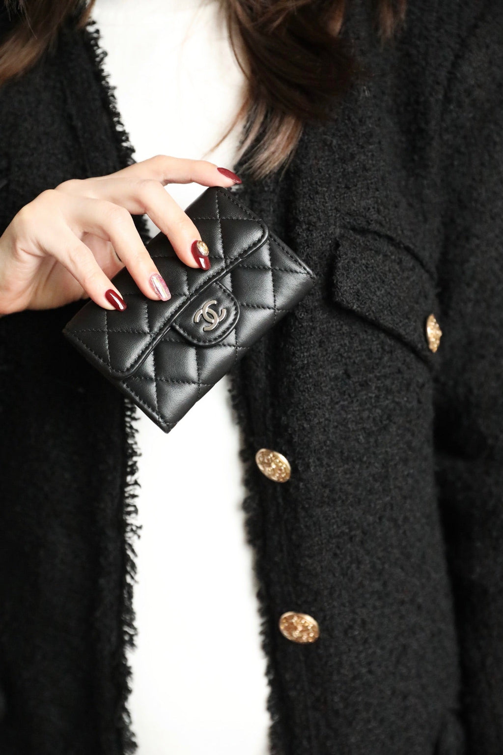 CC フラップ カードホルダー 11.3 ブラック カーフスキン シルバー アイコン