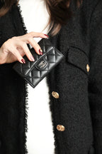 CC フラップ カードホルダー 11.3 ブラック カーフスキン シルバー アイコン