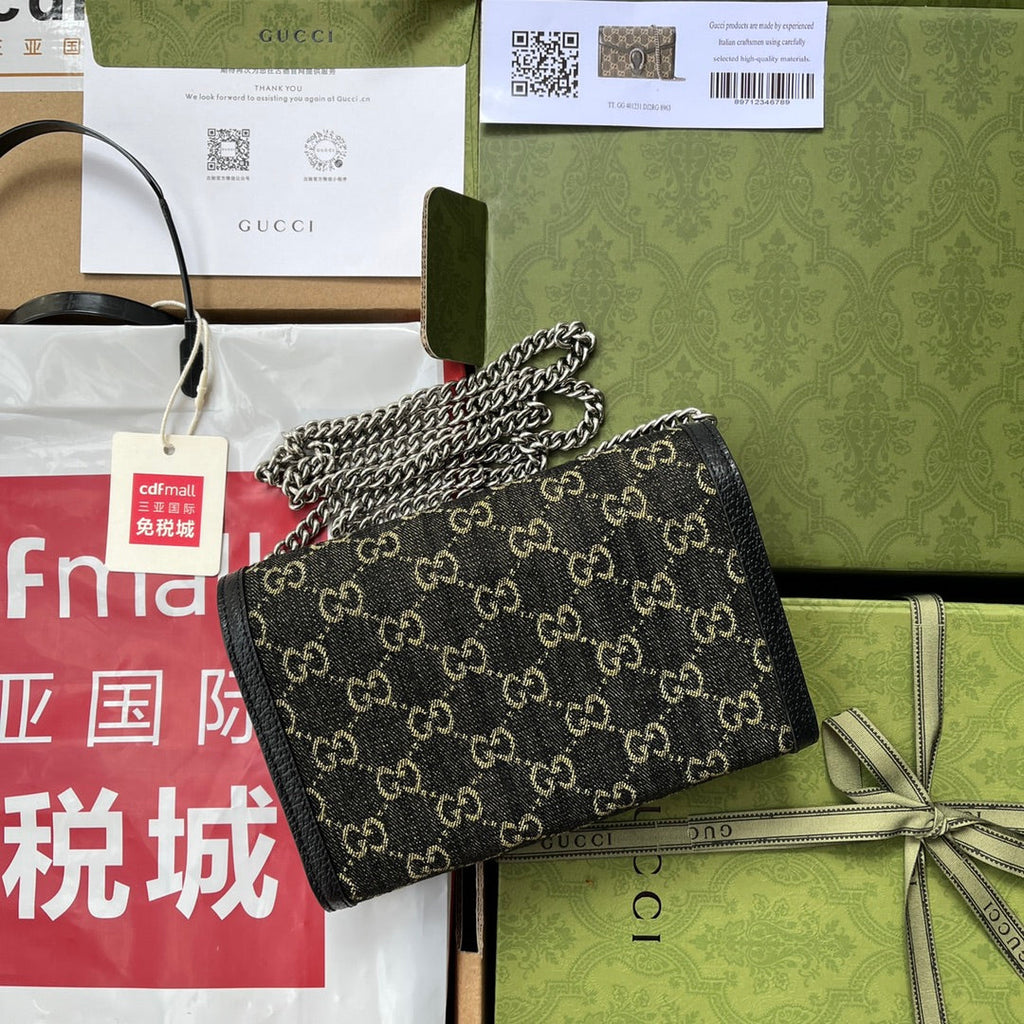 ディオニュソス ショルダーバッグ 20 ブラックイエローデニム＆ブラックカーフスキントリム シルバー金具