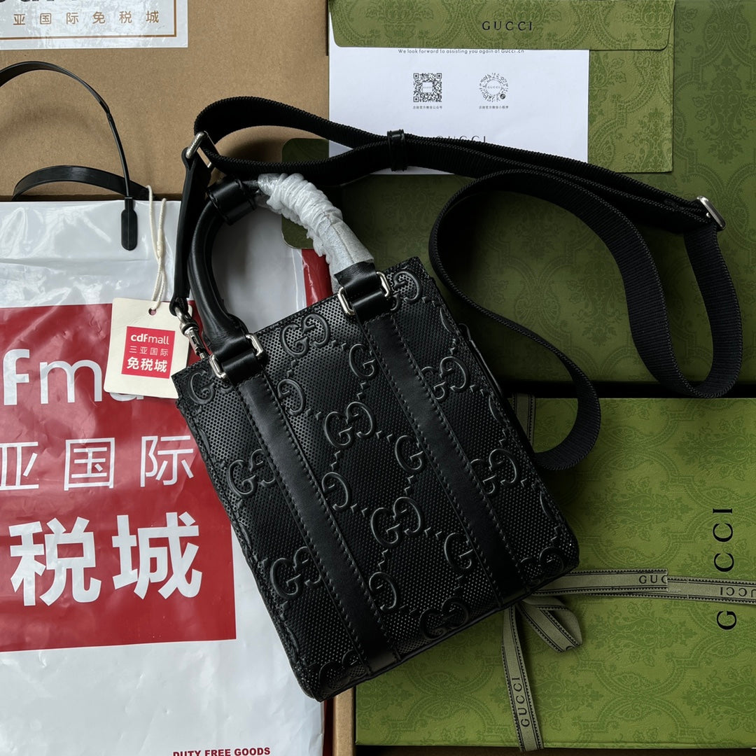 エンボス加工トートバッグ 20 ブラックカーフスキン