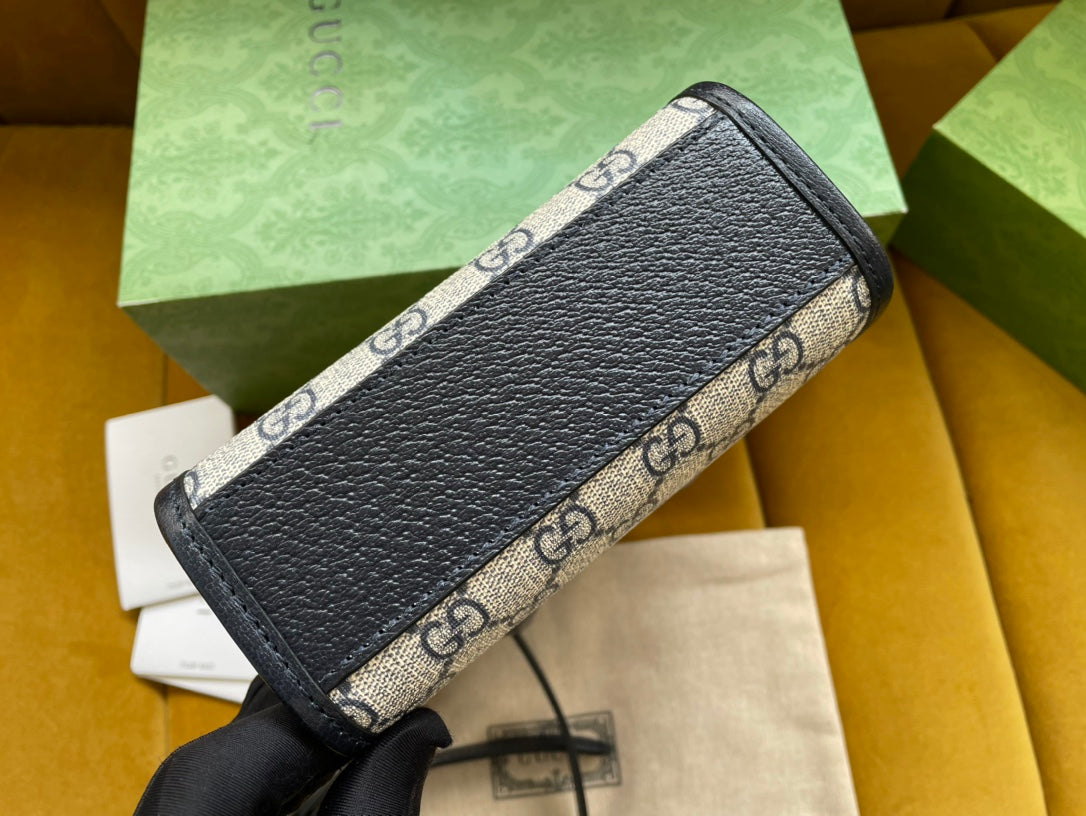 ベージュキャンバスとブラックカーフスキンのミニトート20バッグ