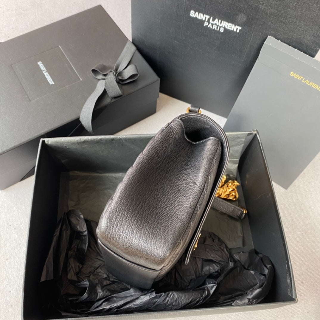 カレッジミディアム 24インチ ブラック ラムスキン ゴールドハードウェア