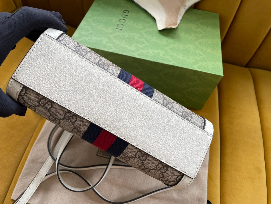 GGオフィディア 24 トートバッグ（ベージュキャンバス＆ホワイトカーフスキン）