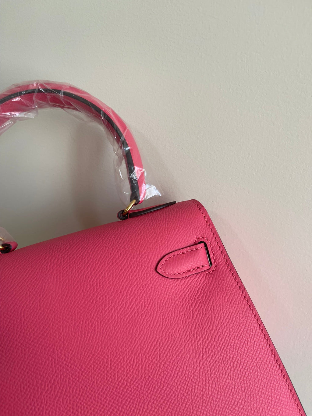 KELLY MINI 20 BAG IN RED PINK CALFSKIN WITH GOLD HARDWARE (MADE-TO-ODER)