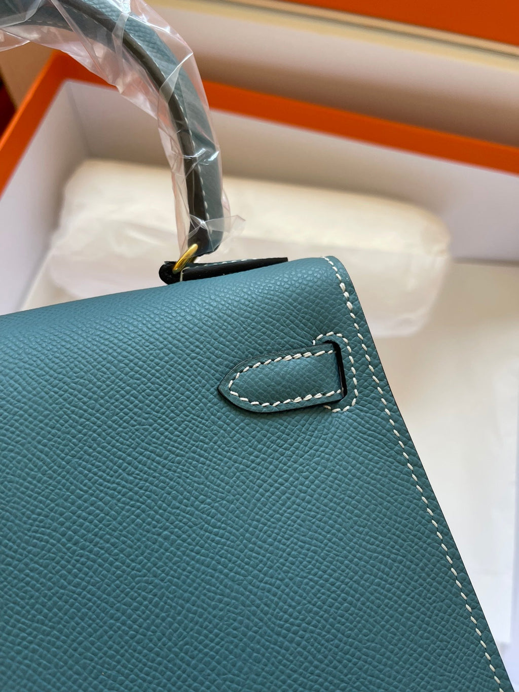 ケリー ミニ 20 バッグ（パイングリーンカーフスキン、ゴールド金具付き、オーダーメイド）