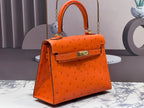 KELLY BAG 20 IN FIRE ORANGE OSTRICH LEATHER WITH GOLD HARDWARE (MADE-TO-ODER)