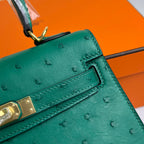 ケリーバッグ 20 ティールグリーン オーストリッチレザー ゴールド金具 (オーダーメイド)