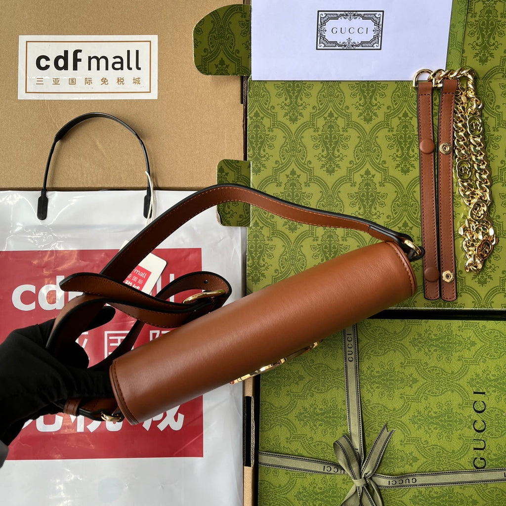 ブロンディ ショルダーバッグ 28インチ ブロンズブラウン ラムスキン ゴールド金具