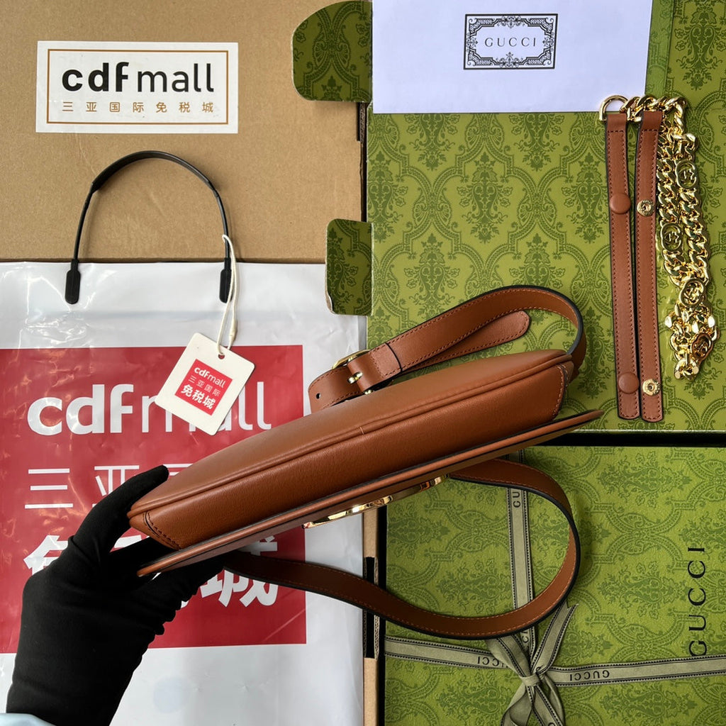 ブロンディ ショルダーバッグ 28インチ ブロンズブラウン ラムスキン ゴールド金具