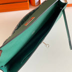 ケリーカット 31 グリーンフォレストカーフスキン、シルバーハードウェア