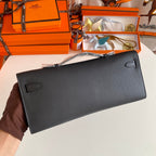 ケリーカット 31 ブラックカーフスキン、シルバー金具