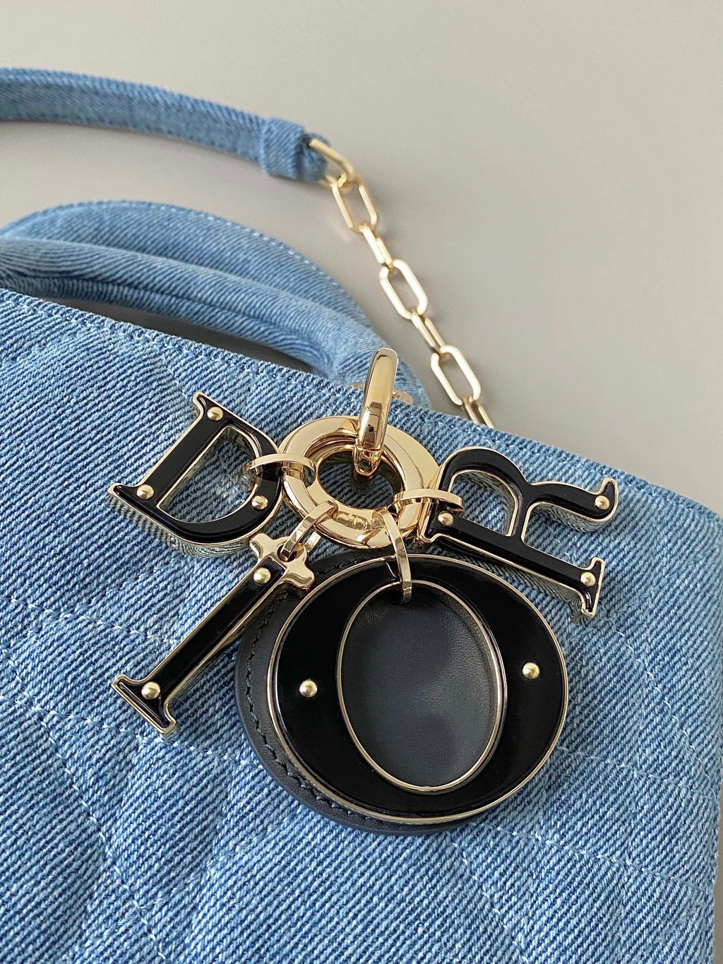 ミディアム D-JOY バッグ 26 ライトブルー マクロカナージュデニム