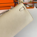 KELLY CUT 31 IN BEIGE CREAM CALFSKIN WITH GOLD HARDWARE