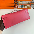 KELLY CUT 31 IN WATERMELON PINK CALFSKIN WITH GOLD HARDWARE