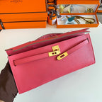 KELLY CUT 31 IN WATERMELON PINK CALFSKIN WITH GOLD HARDWARE