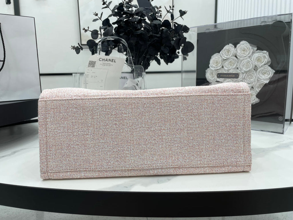 CC DEAUVILLE ラージ 38 トートバッグ ライトピンク キャンバス ゴールド金具