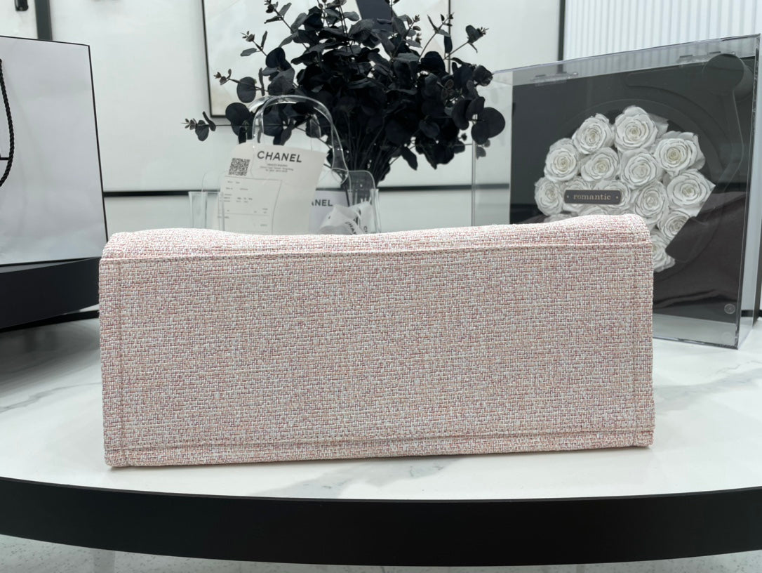 CC DEAUVILLE ラージ 38 トートバッグ ライトピンク キャンバス ゴールド金具